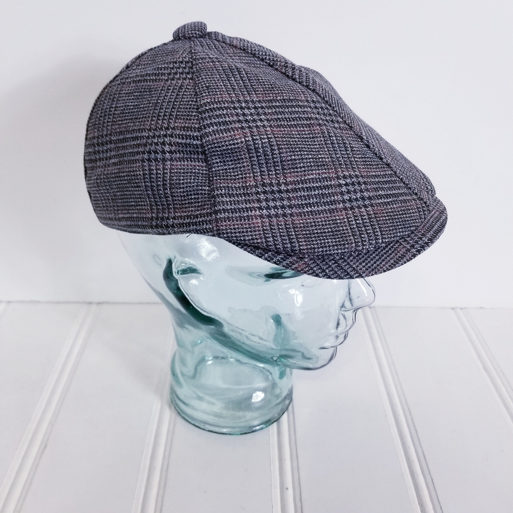 Weatherproof Wool Newsboy Cap Mens Size M English Herringbone Tweed Flat Hat